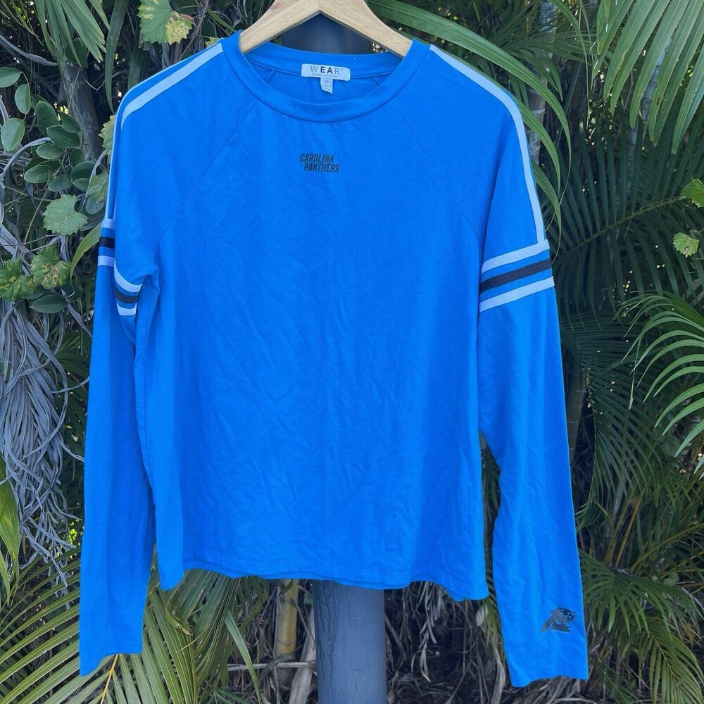 Carolina Panthers WEAR by Erin Andrews Long Sleeve Shirt T-Shirt Tee Blue Medium